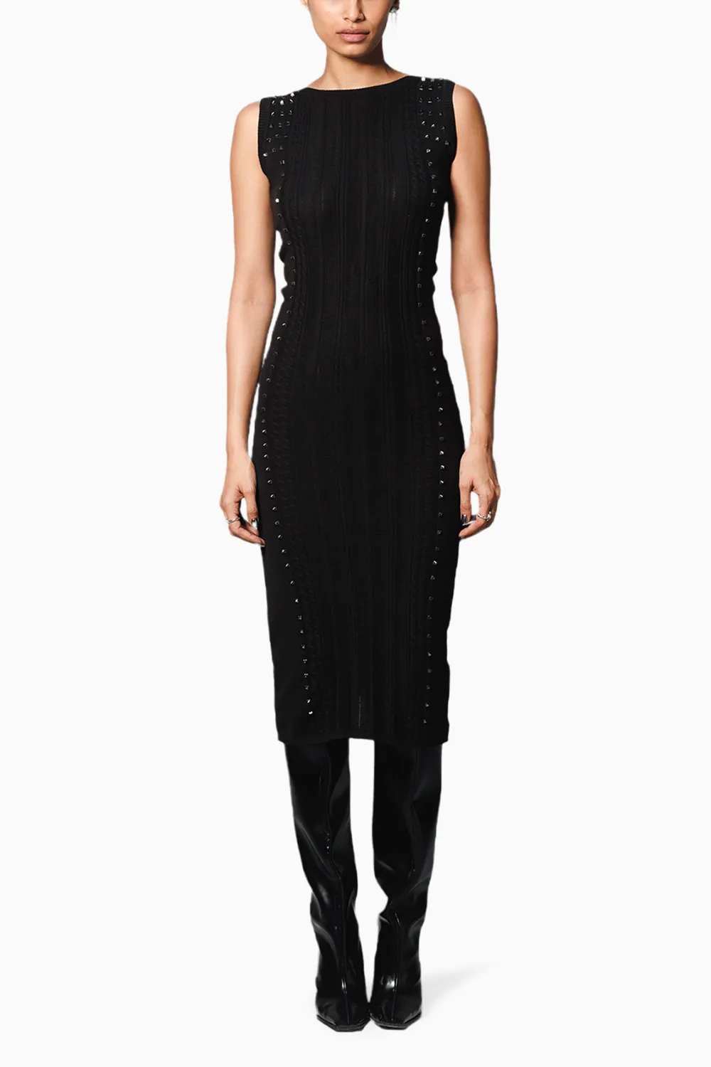 Black Studded Sweater Dress