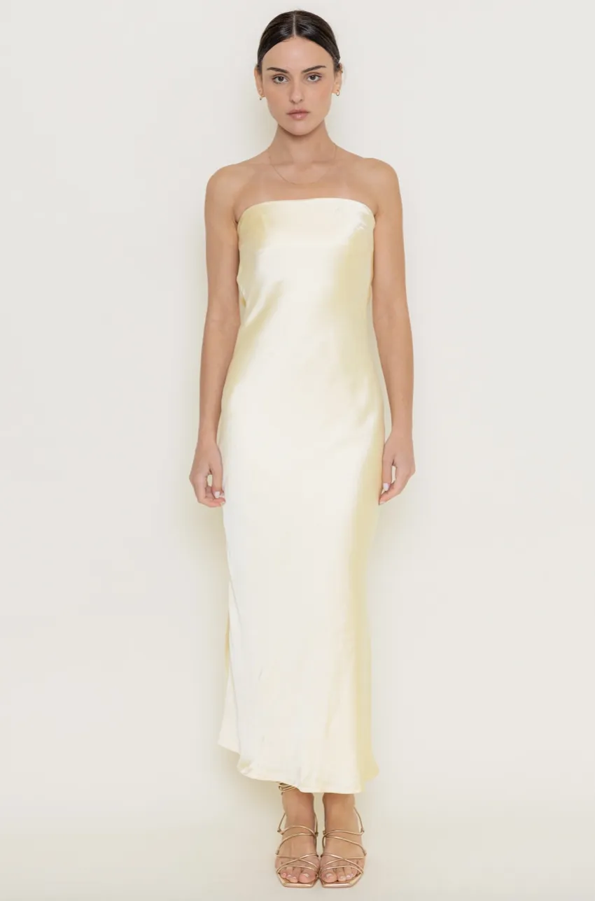 BLAIR STAIN MIDI DRESS IN LEMON
