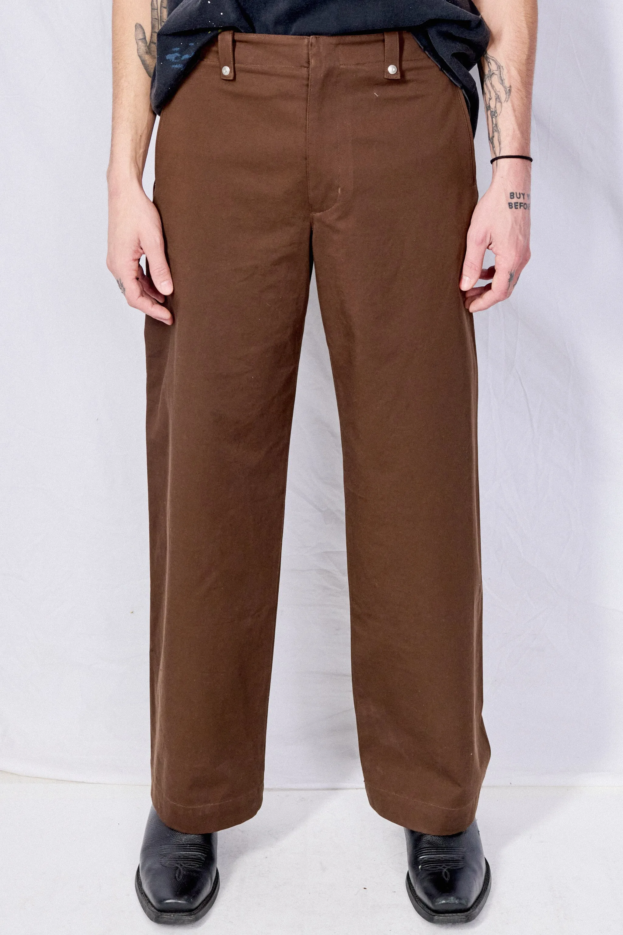 Brown Wide Chino Pants