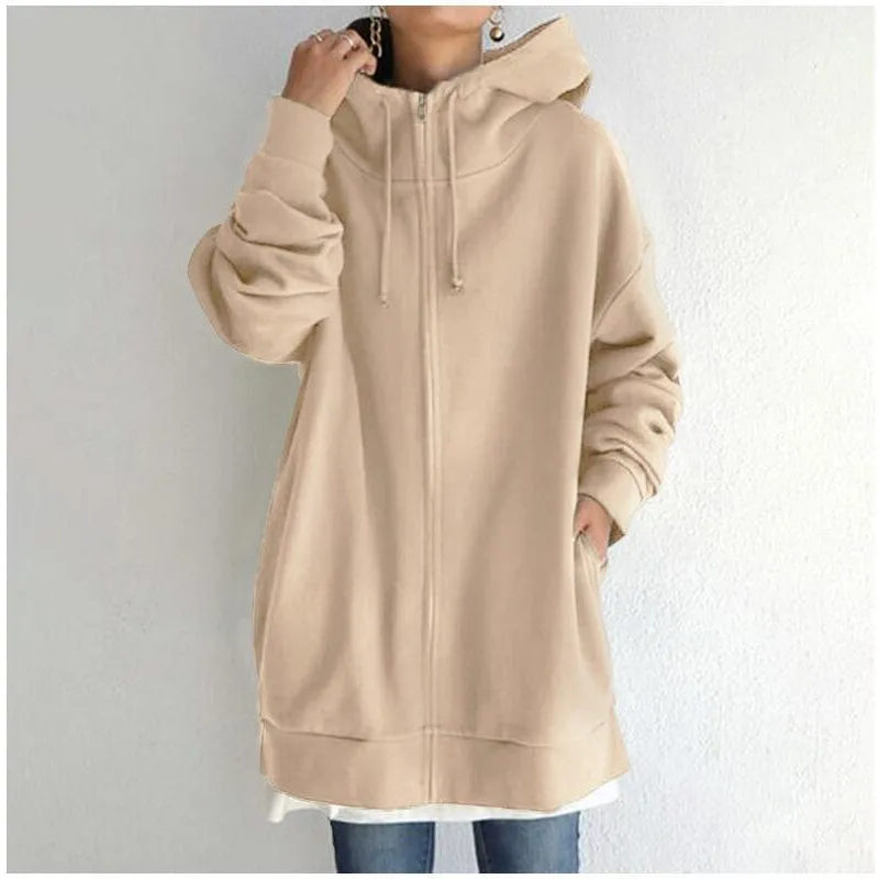 Hood Plus Fleece Zipper Solid Color Sweatshirt Vendors