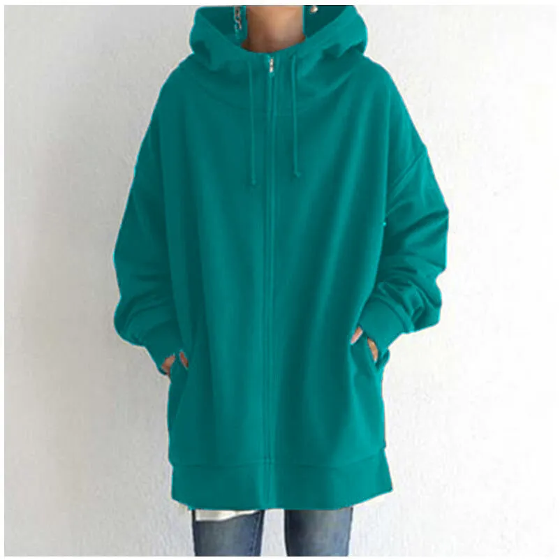 Hood Plus Fleece Zipper Solid Color Sweatshirt Vendors