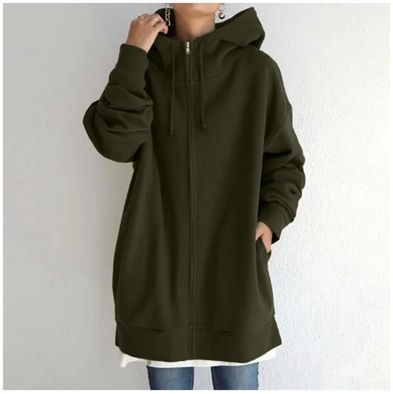 Hood Plus Fleece Zipper Solid Color Sweatshirt Vendors
