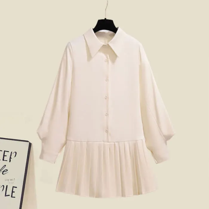 Irregular Off The Shoulder Loose Cloak Sweater Lapel Shirt Dress