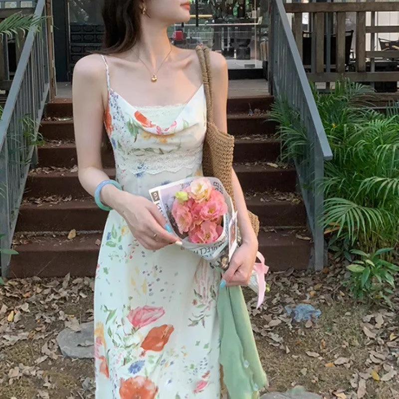 [London Flower Market] New Chinese Summer Gentle  Dress Refreshing Slimming Design Vacation Two-Piece Set for Women