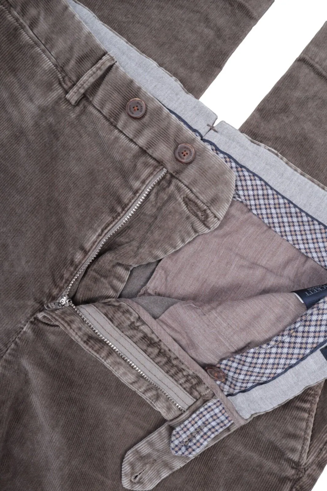 Men's HACKETT LONDON Ashby Brown Corduroy Cotton Chino Pants Trousers Size 32 L