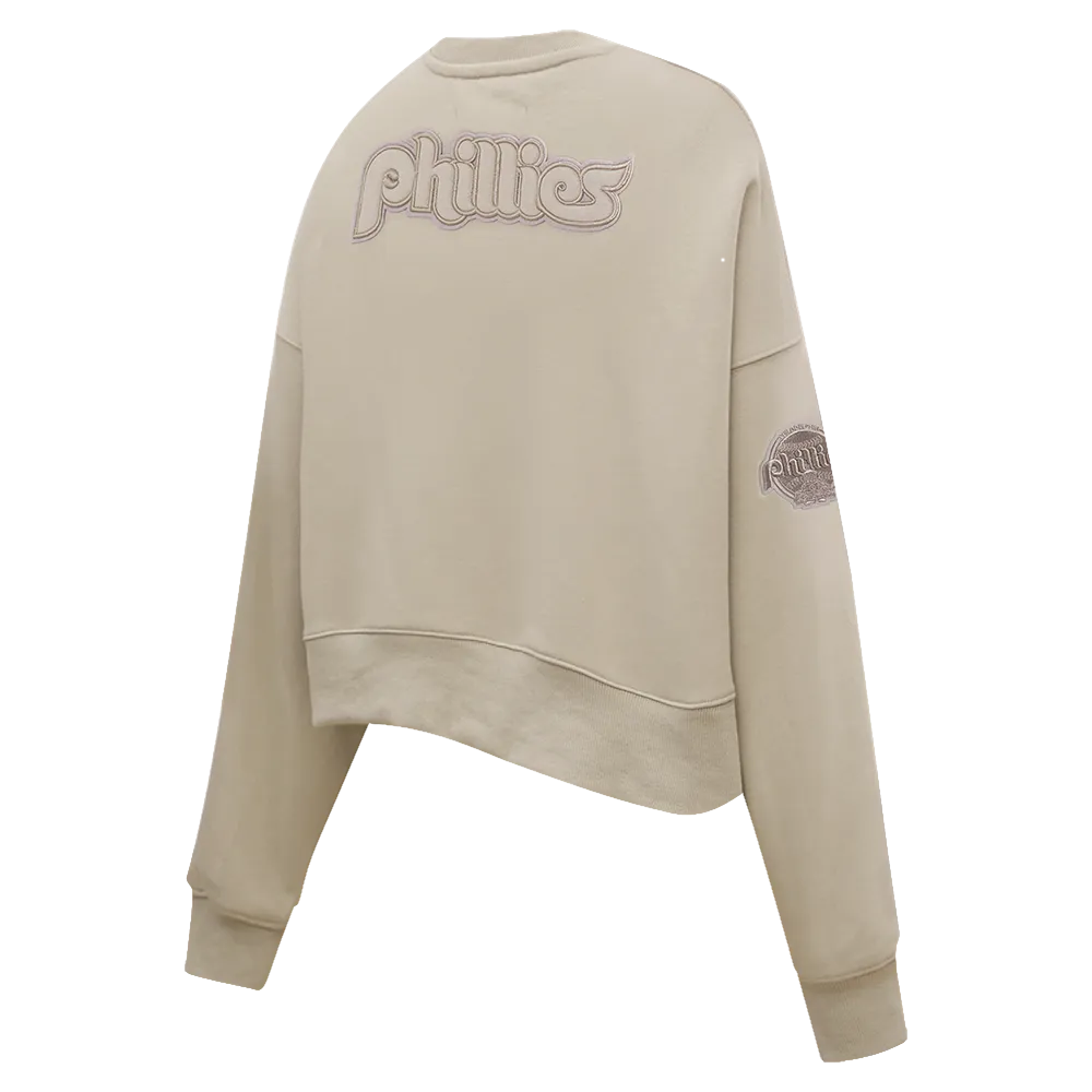 MLB PHILADELPHIA PHILLIES RETRO NEUTRAL WOMEN'S CREWNECK (TAUPE)