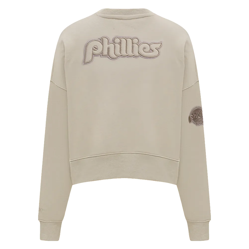 MLB PHILADELPHIA PHILLIES RETRO NEUTRAL WOMEN'S CREWNECK (TAUPE)