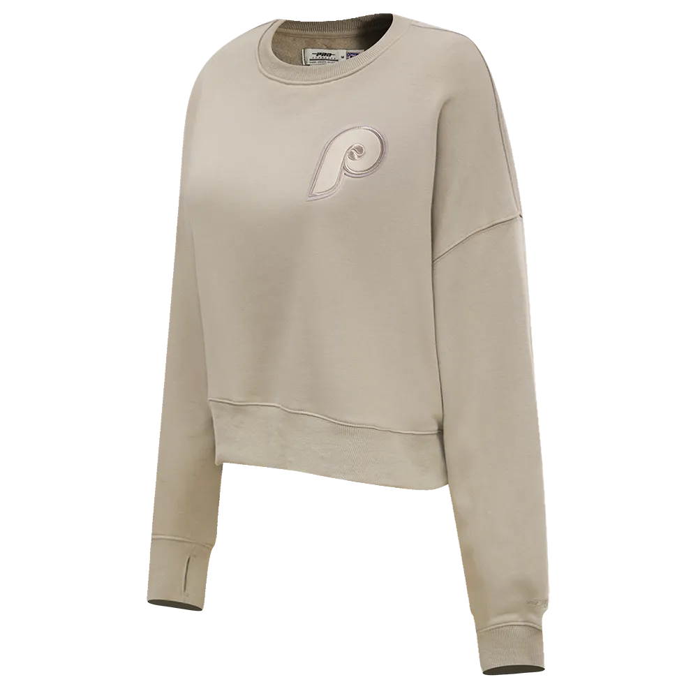 MLB PHILADELPHIA PHILLIES RETRO NEUTRAL WOMEN'S CREWNECK (TAUPE)