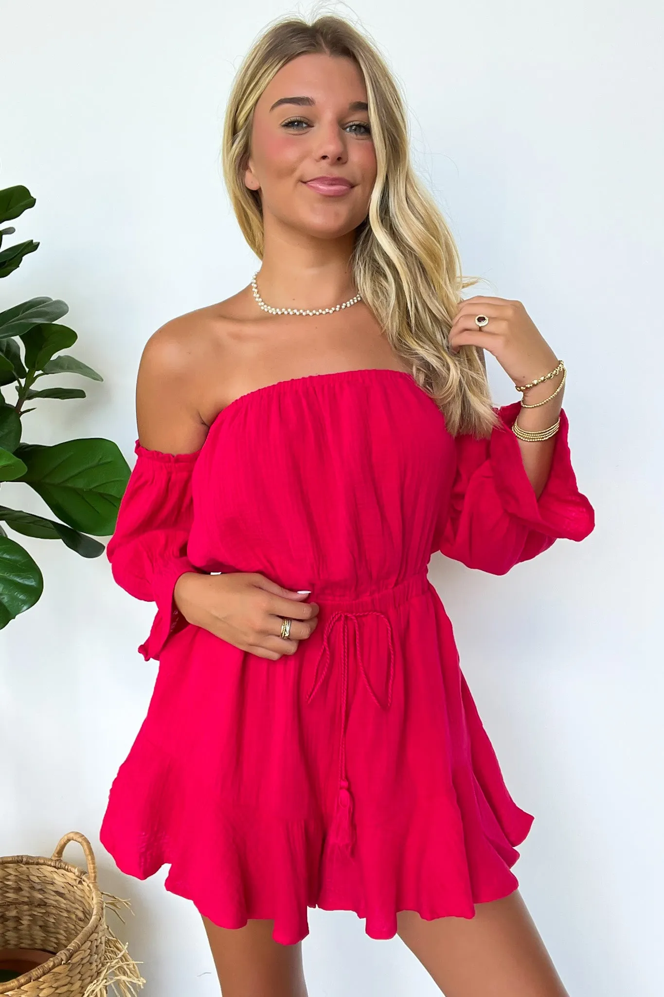 Naomie Bubble Sleeve Off Shoulder Romper - FINAL SALE