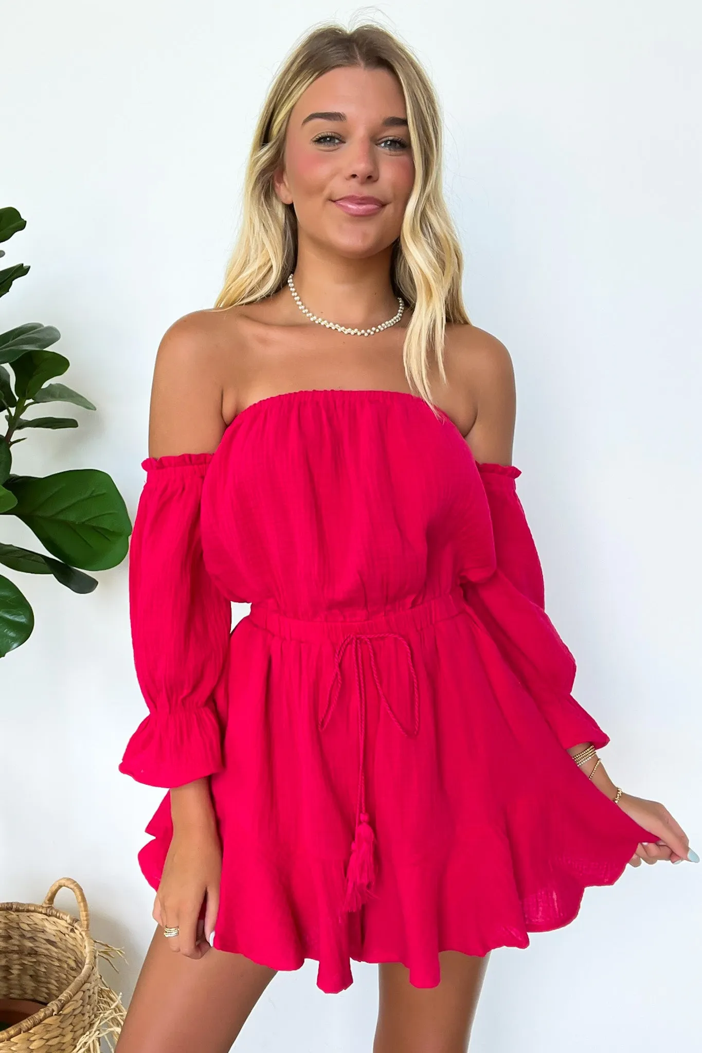 Naomie Bubble Sleeve Off Shoulder Romper - FINAL SALE