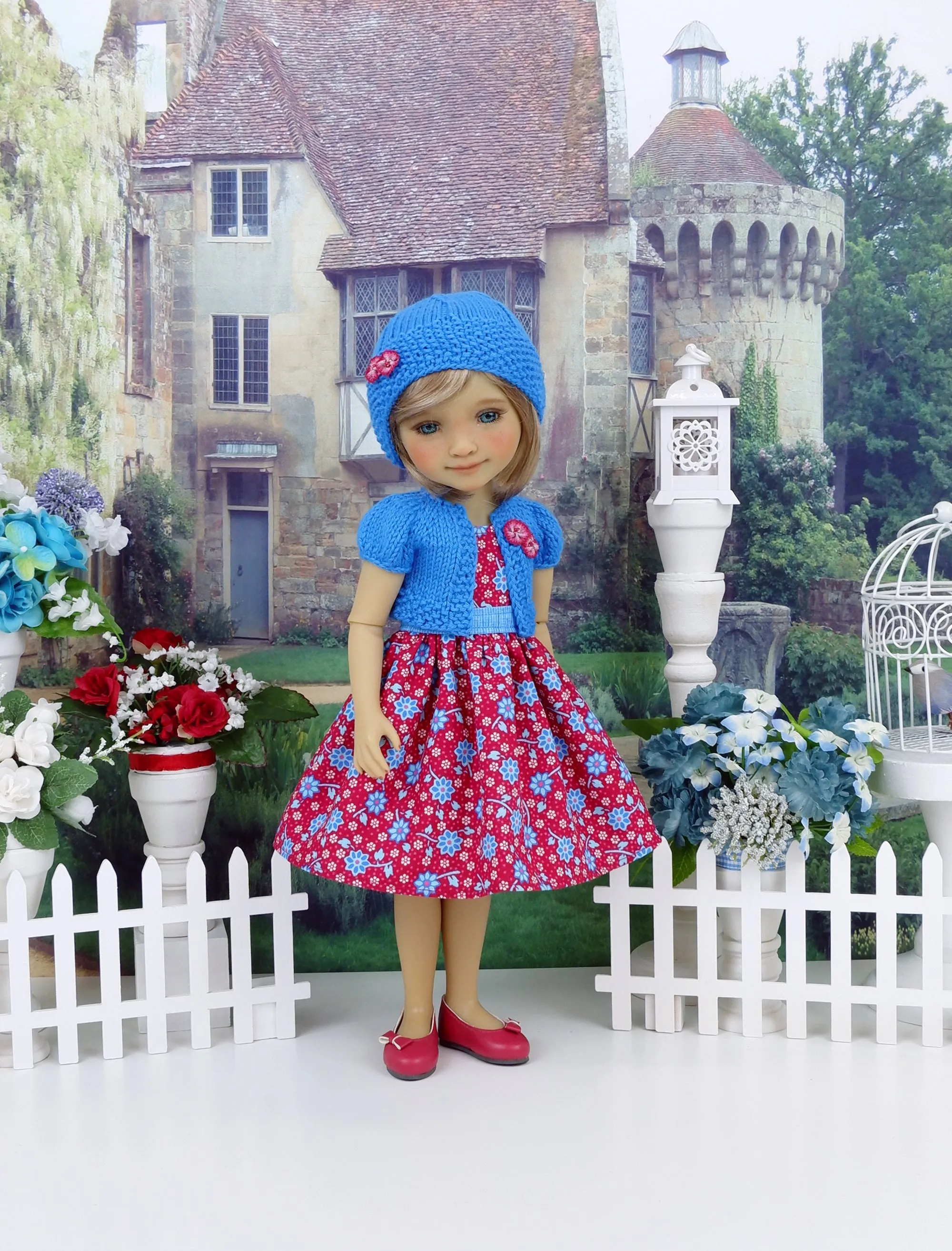 Ruby Blossoms - dress and sweater set with shoes for Ruby Red Fashion Friends doll