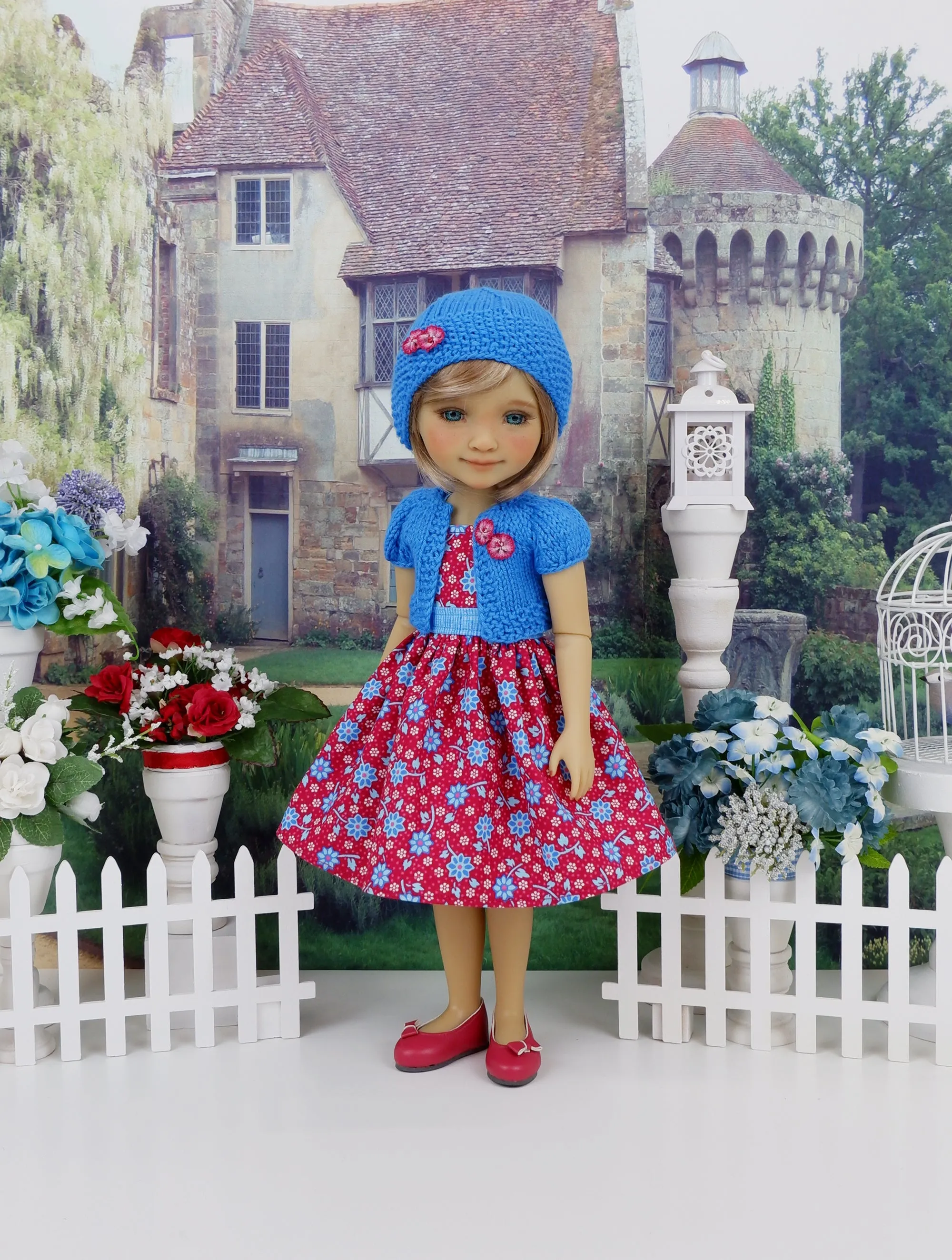 Ruby Blossoms - dress and sweater set with shoes for Ruby Red Fashion Friends doll