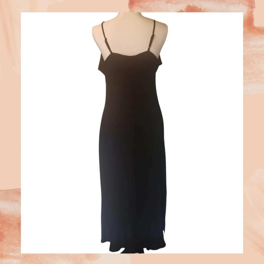 Simple Black Midi Slip Dress Medium