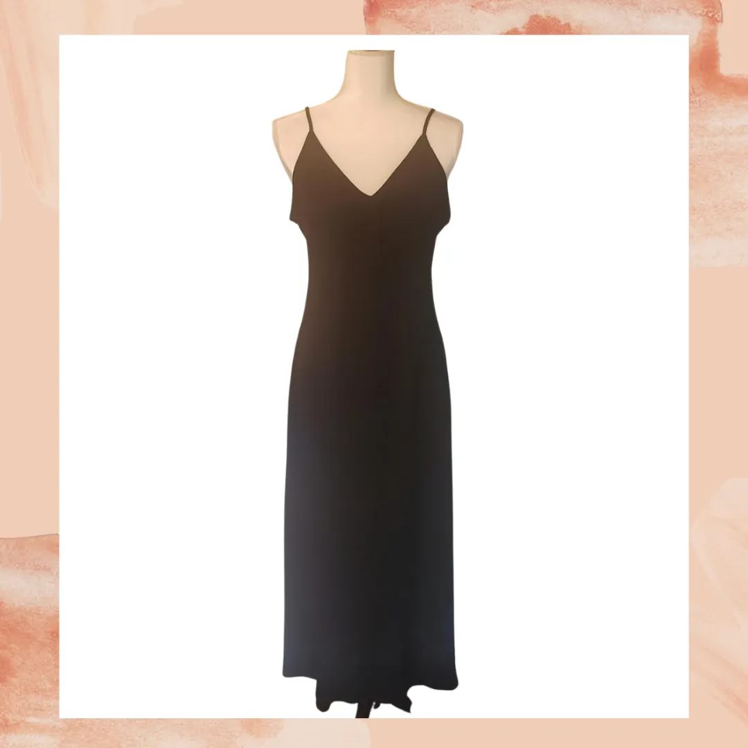 Simple Black Midi Slip Dress Medium
