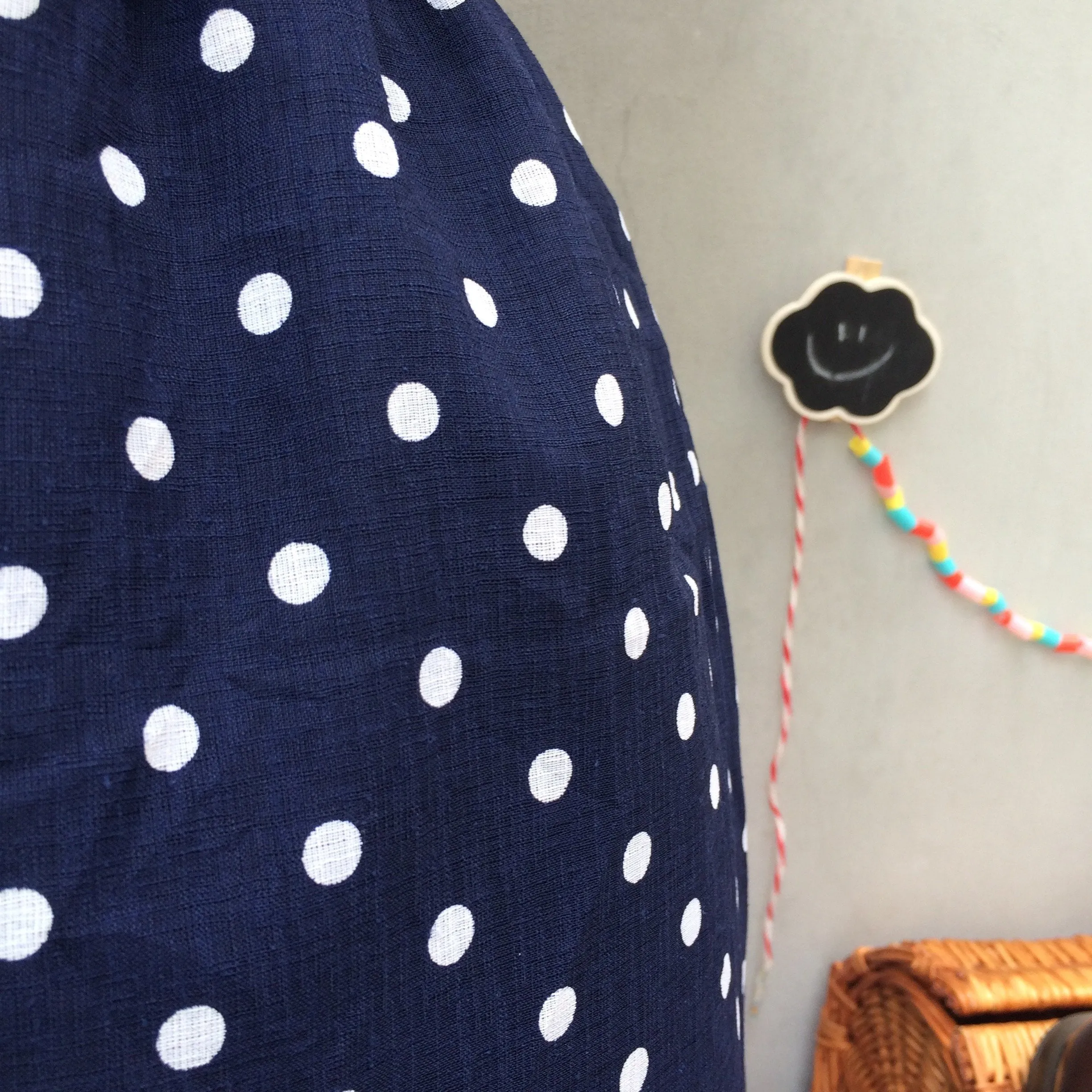 Timeless Two-step | Vintage 1940s 1950s Navy blue and white polka dot Day Dress with Cute sleeves & buttons